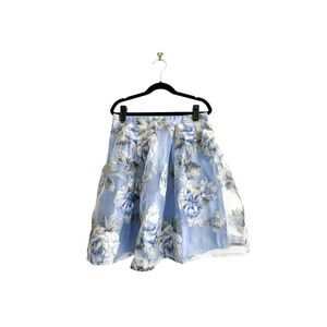 One Story Floral Mini Skirt Sheer Overskirt With Taffeta Lining Back Zip Size S